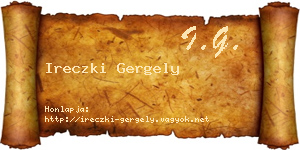 Ireczki Gergely névjegykártya